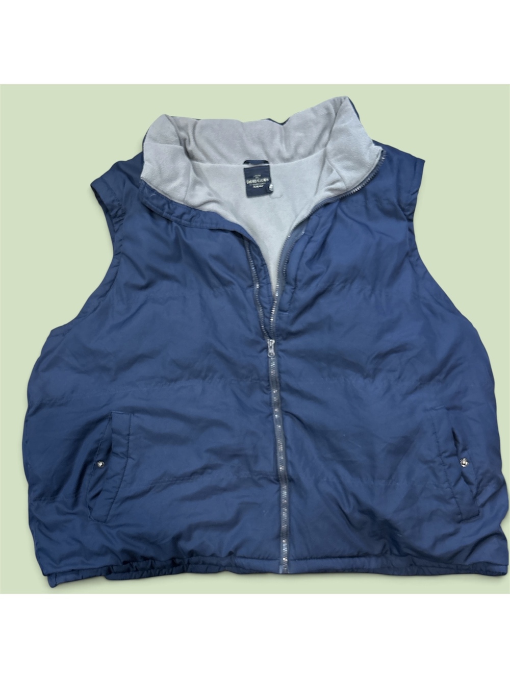Faded Glory men’s 3XL navy fleece-lined puffer vest, full zip, quilted winter.
